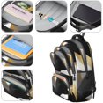 thumbnail image 3 of Black and Gold Marble Pattern Backpack for School, Cute School Bag with Adjustable Shoulder Straps and Padded Back, 16.9"x12.6"x5.9", 3 of 4