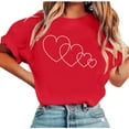 thumbnail image 2 of CENGNIAN Funny Cute Valentine's Day Gift Tops Plus Size Women Valentine Shirt Love Heart Graphic Short Sleeve Tee Shirt Red##,Size 2XL, 2 of 5