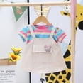 thumbnail image 2 of VBARHMQRT Robe d'Été à Manches Courtes pour Filles, Robe Bébé à Rayures Colorées, Robe d'Été Mignonne pour Bébé, Bretelles, 2 of 7
