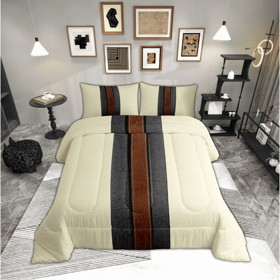 Manfei Adult Minimalism Bedding Comforter Set, Modern Abstract Geometric Twin Comforter Sets, Chic Stripes Bedding Set, Breathable Home Decor, 2pcs