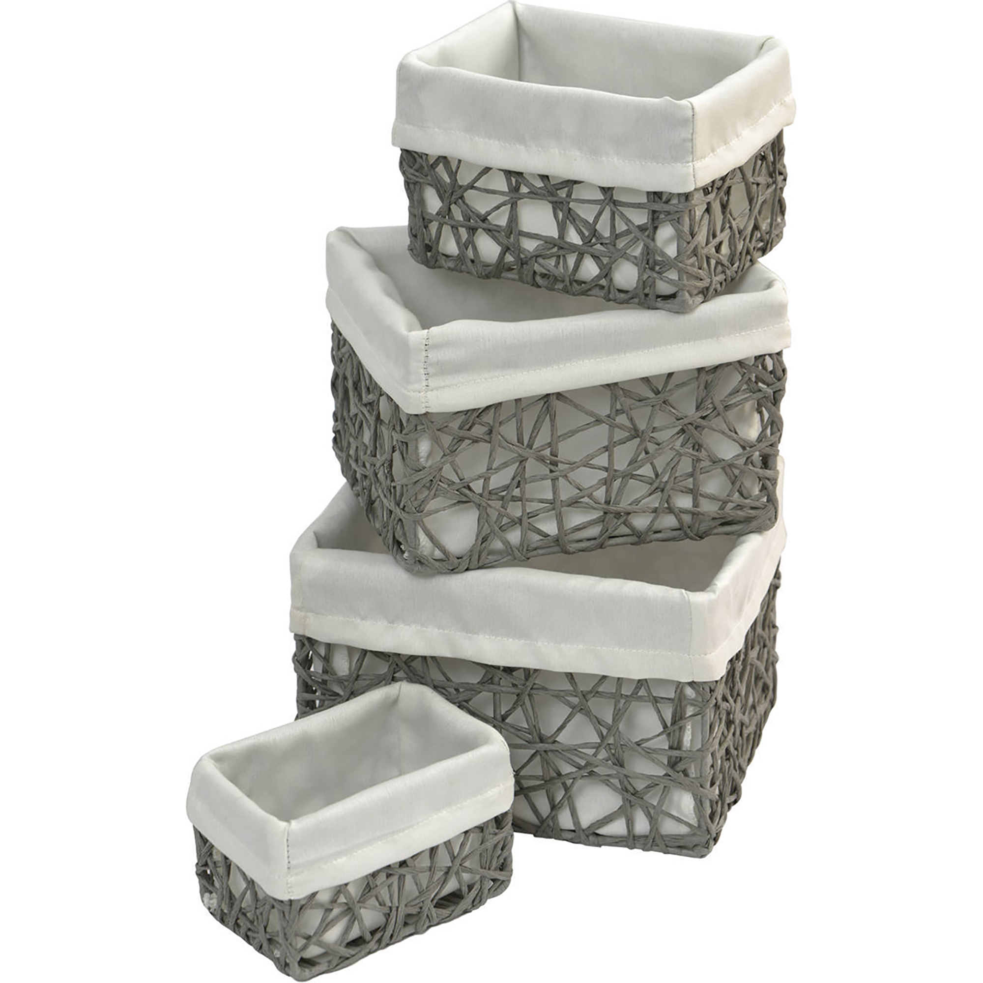Paper Rope Storage Utilities Baskets Totes Set of 4 Grey