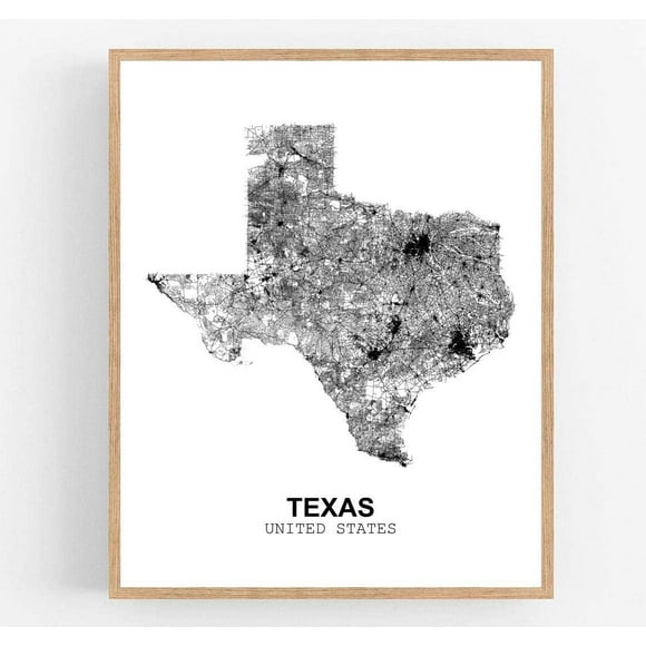 Asdg12s 18X24 Unframed Texas United States Country View Abstract Road Modern Map Art Print Canvas Poster Wall Office Home Decor Minimalist Line Art Hometown Housewarming wgn200