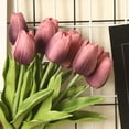 thumbnail image 4 of Bewildely Mini flor artificial, lirio único, tulipán, flor monarca, flor falsa de PU, decoración para el hogar y la Oficina, decoración para Flores artificiales morado oscuro Bewildely HA6563-13B, 4 of 6