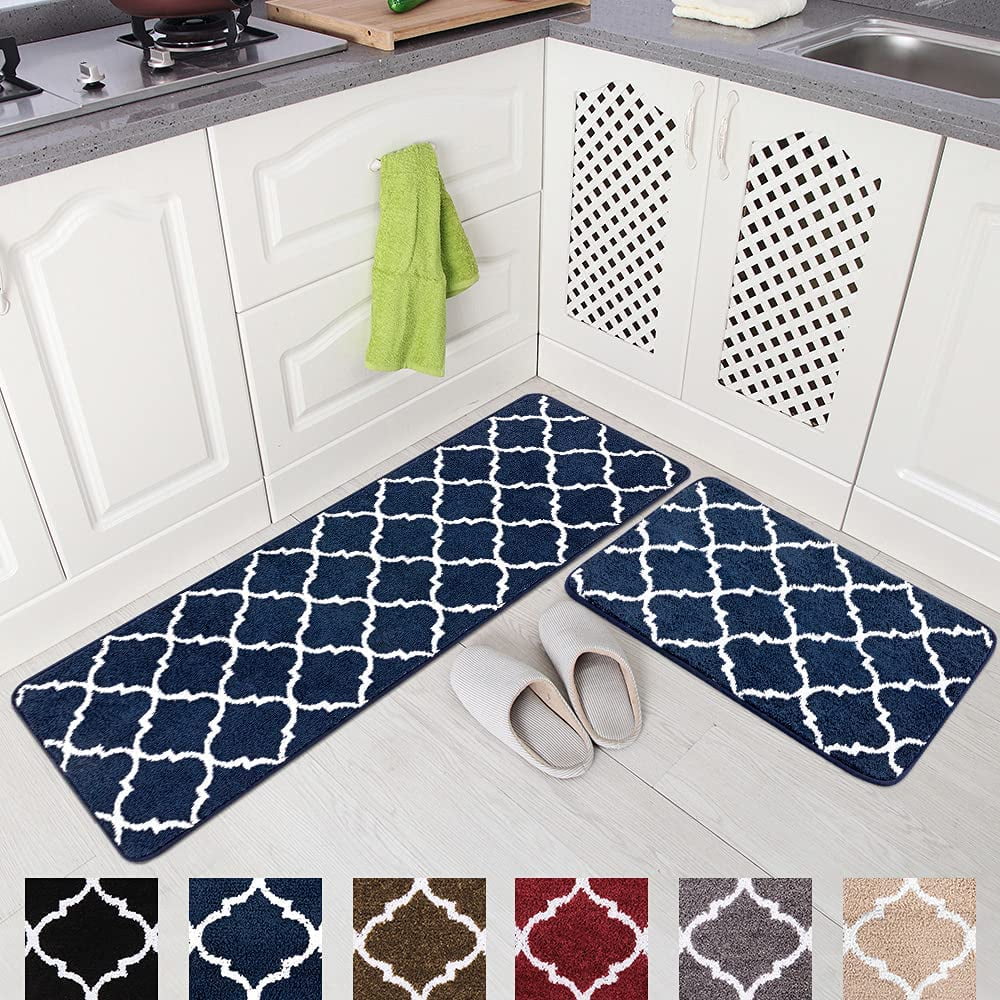 Newlake 2 Piece Microfiber Kitchen Rug Set Moroccan Trellis NonSlip