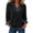 Black, variant on Women's Denim Trim Collared Top Ribbed Knit Long Sleeve Button Detail Casual Pullover