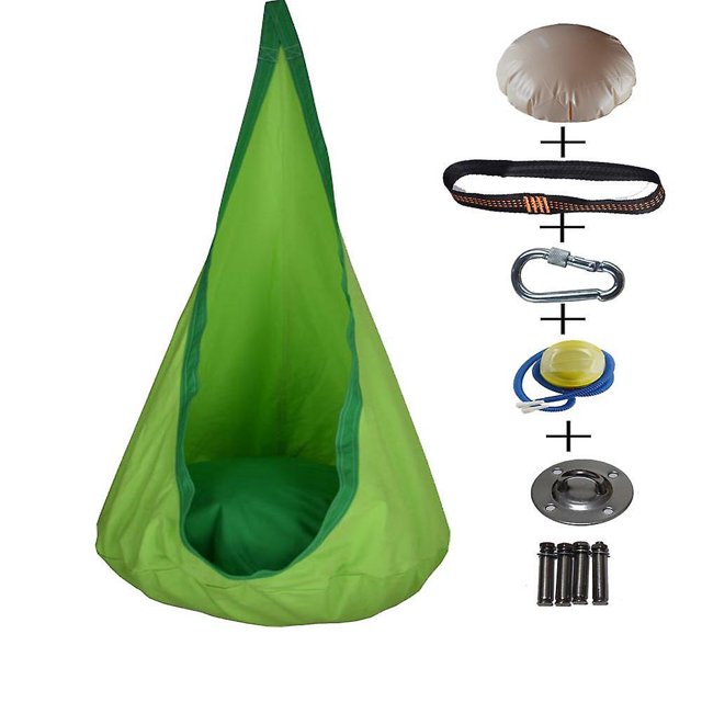 Columpio para niños, columpio sensorial para interiores, hamaca colgante con kits de accesorios de almohada inflable, bomba de aire, columpio colgante para dormitorio fácil de instalar