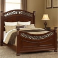 thumbnail image 5 of Benjara Miri Arched Carved Leaf King Size Bed - Oak Brown, 5 of 6