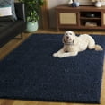 thumbnail image 3 of SAFAVIEH Lindsay Deborah Solid Polyester Shag Area Rug, Navy, 6'7" x 6'7" Square, 3 of 8