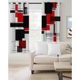 thumbnail image 2 of Red Grey Black Blackout Curtains 84 Inches Long for Bedroom, Irregular Modern Geometric Abstract Thermal Insulated Room Darkening Black Out Window Curtain Panels Grommet Drapes for Living Room, 2 of 8