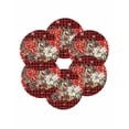 thumbnail image 7 of 15 Inch Round Placemats Set of 6, Christmas Red Check Non Slip Heat Insulation PP Table Mats, Poinsettia Xmas Flower Snowflake Berry Washable Place Mats for Kitchen Dining Party Table Decor, 7 of 7