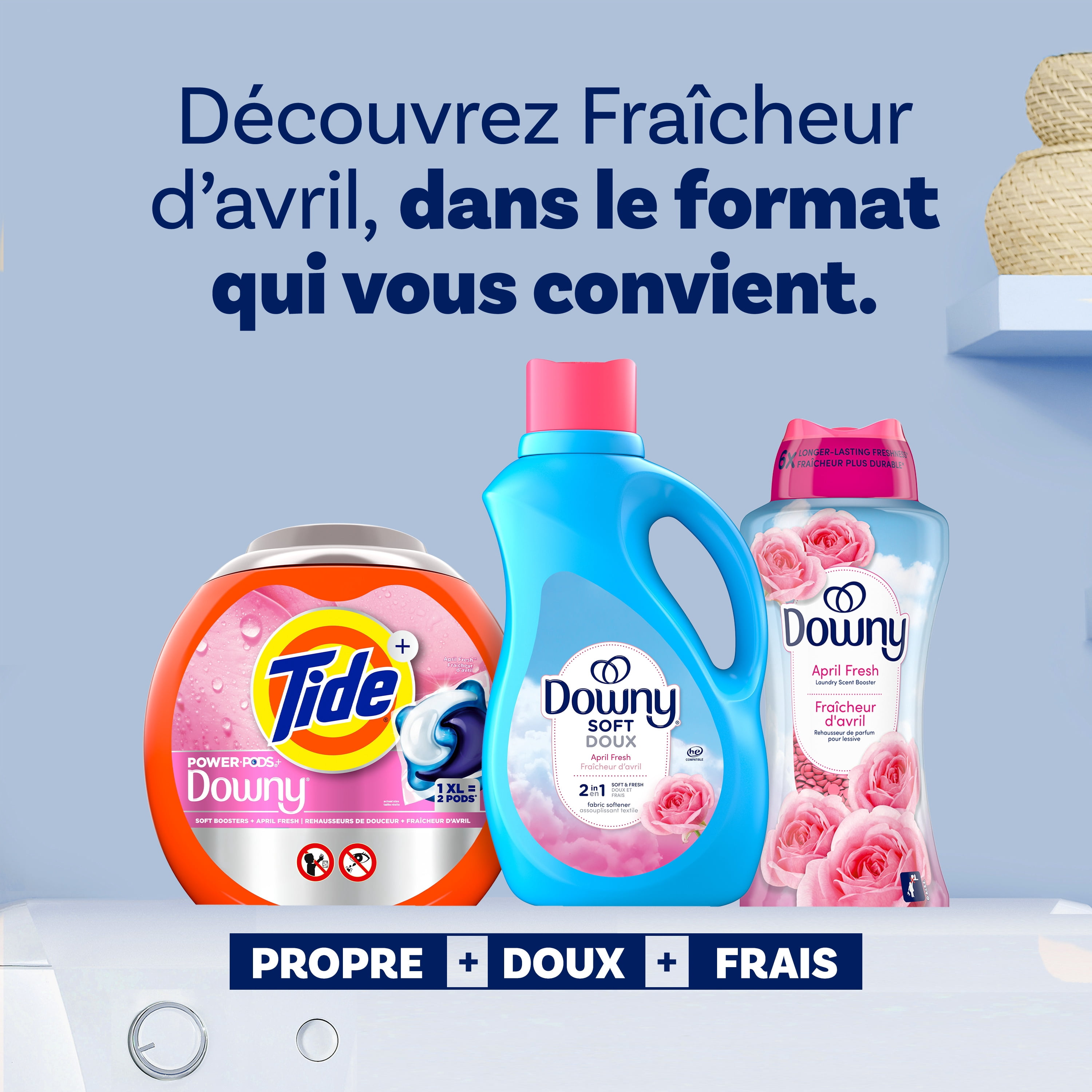 Assouplissant textile liquide Downy (adoucissant textile), parfum Fraîcheur d’avril