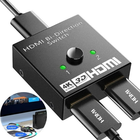 HDMI Switch 4K@60Hz HDMI Splitter Bi-Directional HDMI 2.0 HDCP 2.2 Switcher 2 In 1 Out HDMI Splitter 1 In 2 Out Support 3D HDR For Xbox PS5/4 Roku HDTV Monitor