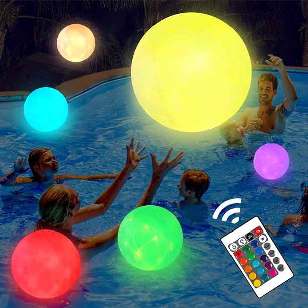16" Pool Toys Beach Swimming Game Balls Inflatable Led Float Pool Light