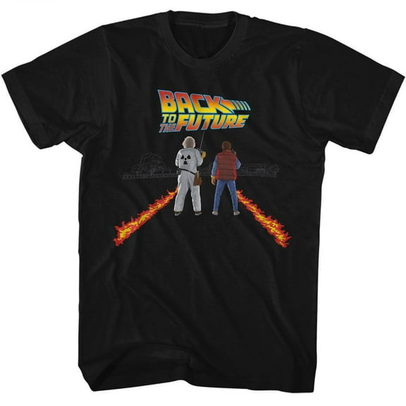 Back To The Future Fire Streaks Black Adult T-Shirt 2Xl