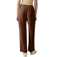 thumbnail image 5 of HKYNLAG Womens Cotton Linen Pants with Pockets Pull On Petite Pants Drawstring Elastic Waist Pants Lounge Mid Rise Pants Solid Lightweight Trousers Casual Summer Coffee 2XL, 5 of 5