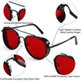 thumbnail image 4 of Gafas de sol retro steampunk redondas steampunk con doble puente A, 4 of 5
