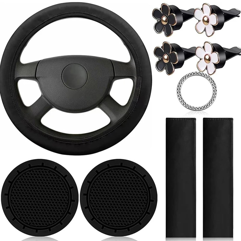 Comfortable 10 Piece Steering Wheel Cover Set For Women With Seat Belt Pads