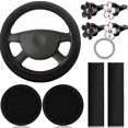 thumbnail image 2 of 10Pcs Steering Wheel Cover Set for Women with Belt Shoulder Pads Cup Holders Black, 2 of 6