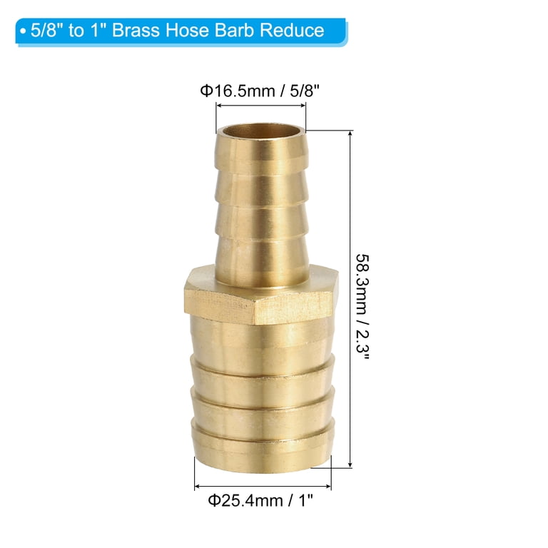 2-Pack Brass Hose Barb Reducer Fittings – 5/16" To 1/4" ID With 4 Stainless Clamps