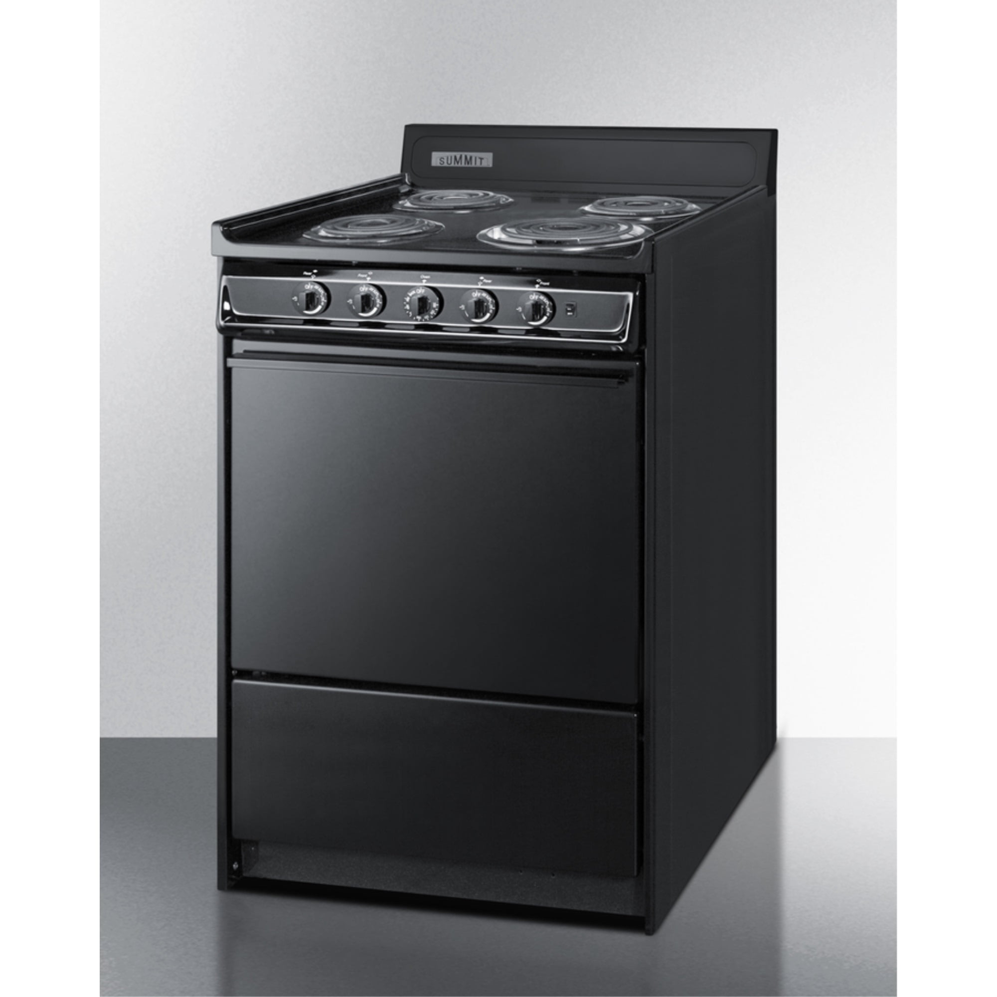 24" wide electric coil range in black