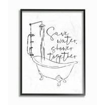 Stupell Industries Shower Together Funny Ink Drawing Bathroom Design Graphic Art Gallery-Wrapped Canvas Print Wall Art, 36x48, by Milli Villa