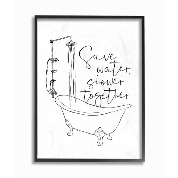 Stupell Industries Shower Together Funny Ink Drawing Bathroom Design Graphic Art Gallery-Wrapped Canvas Print Wall Art, 36x48, by Milli Villa
