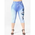 thumbnail image 2 of Rosegal Women's Plus Size & Curve Butterfly 3D Denim Print Capri Jeggings, 2 of 5