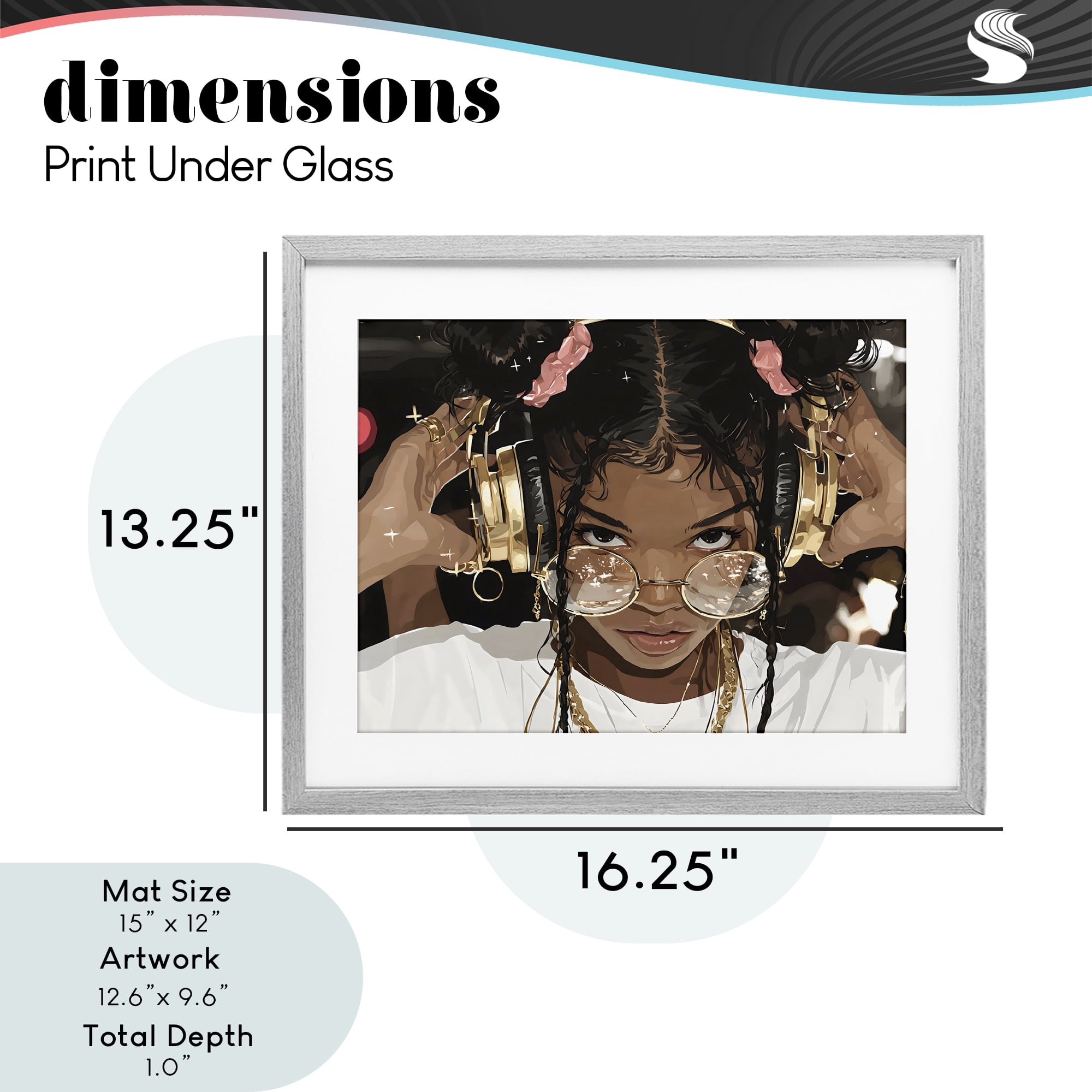 Stupell Industries Trendy Girl with Gold Headphones Gray Framed Print Under Glass, design by Franklyn Gregory