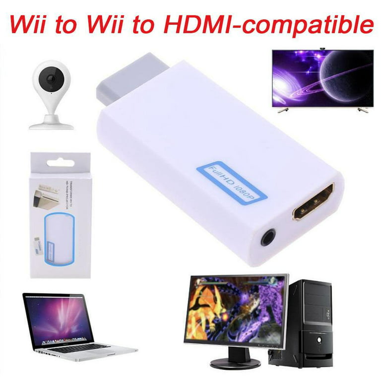 Portable Wii to HDMI Wii2HDMI Full HD Converter Audio Output Adapter TV  White