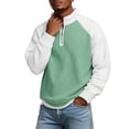 thumbnail image 3 of Havenx Quarter Zip Pullover Sweatshirt for Men Waffle Knit Long Sleeve Shirt Stand Collar Textured Polo Sweaters Colorblock Patchwork Loose Fit Fashion Winter Stylish Comfort Clothes,Green L, 3 of 7
