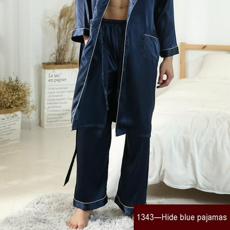 

Men Silk Satin Pajamas Long Pants Yoga Bottoms Nightwear Sleepwear Trousers L-3XL