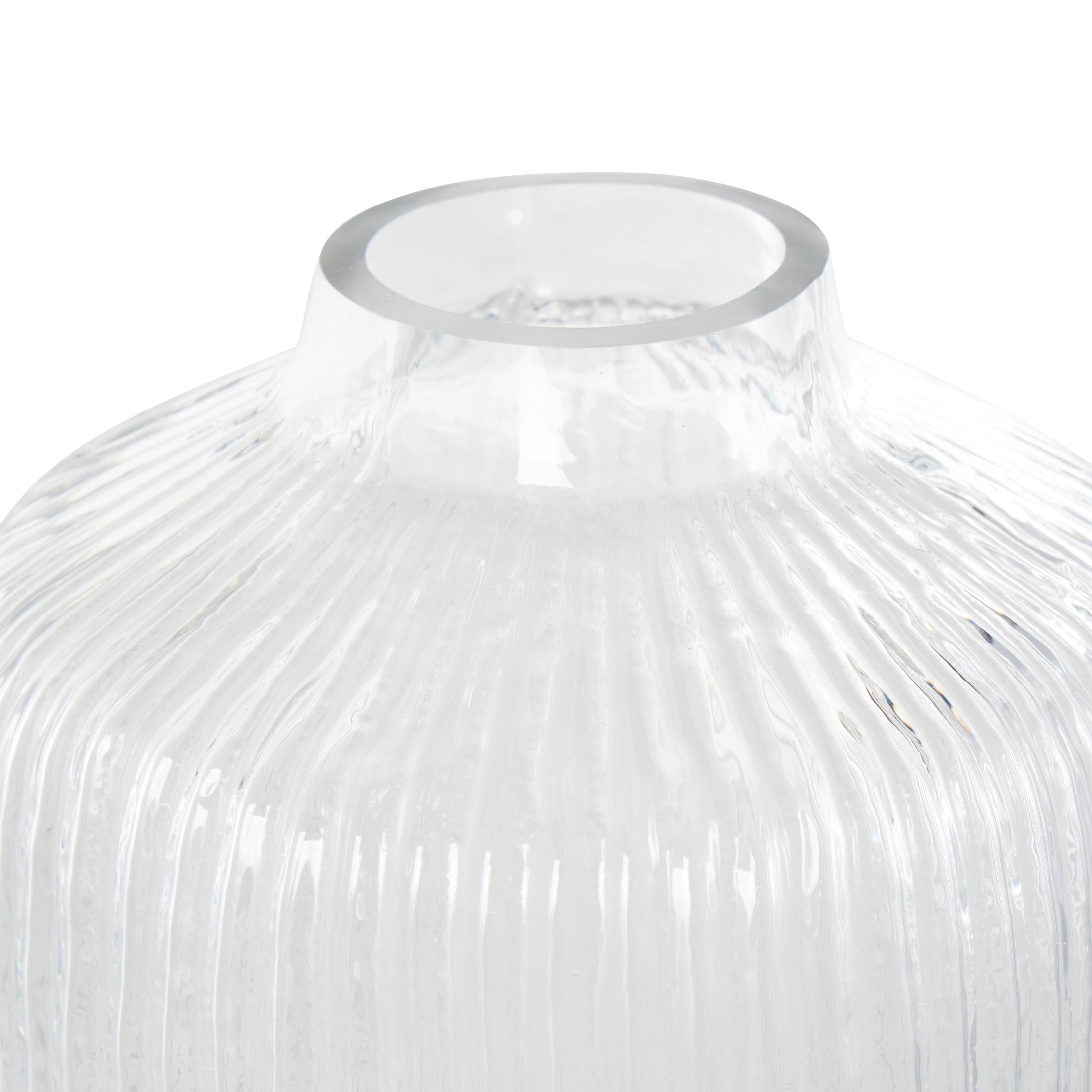DecMode 11" Ribbed Glass Vase