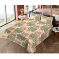 thumbnail image 4 of Ambesonne Tropical Abstract Fitted & Flat Sheet with Shams 4 Pcs Set, Vintage Autumn, Full, Blush Camel and Reseda Green, 4 of 5