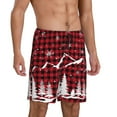 thumbnail image 3 of Rocae Christmas Tree Buffalo Plaid for Men's Soft Sleep Pajama Shorts, Waistband and Pockets, 3 of 9