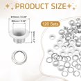 thumbnail image 2 of Uxcell 120 Pcs Ojales, Kit de Ojales Redondos de 6 mm Ojales de Metal con Arandelas Herramientas de Trabajo en Cuero para Manualidades de Bricolaje Ropa Bolsas Zapatos Cinturones Lona, Blanco, 2 of 6