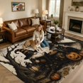 thumbnail image 2 of Area Rugs 5'x7', Black Gnomes Halloween Carpet Runner Indoor Outdoor Rugs Home Decor Aesthetic, Pumpkins Cats Castle Brown Non Slip Mats Washable Accent Rug for Living Room Bedroom, 2 of 8