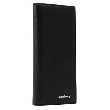 Super Slim Business Leather Clutch Long Wallet Bifold ID Card Holder Men Purse