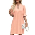 thumbnail image 4 of UVN Summer Dresses for Women Ruffle Short Sleeve Dress Casual V Neck T Shirt Dress, 4 of 10