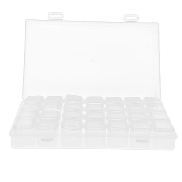 Item Grid Storage Box, 28 Slots Clear Plastic Storage Box Portable