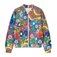 thumbnail image 4 of COEQINE Bomber Jacket Women 2025 Zip Up Y2k Short Jackets Lightweight Fashion Varsity Shacket Coats Stand Collar Windbreaker Streetwear Fall Outfits, 4X-Large, Retro Rainbow Hippie Flower, 4 of 7