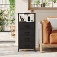 thumbnail image 6 of Eunos Black Dresser for Bedroom, 4 Drawer Nightstand with Charging Station, LED and Open Shelf, 6 of 8