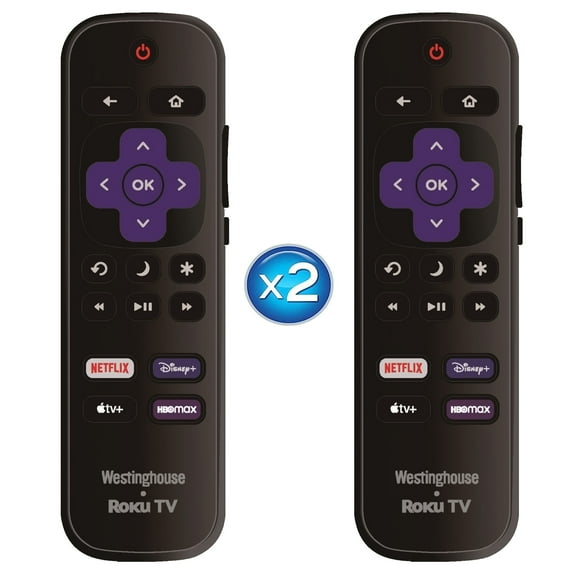 2 Pack - OEM Replacement Remote Control fit for All Westinghouse Roku TV Smart TVs 【Only Works with Westinghouse Roku TV, Not for Roku Stick and Roku Box】 (Netflix/Disney Plus/Apple TV  / HBO Max)