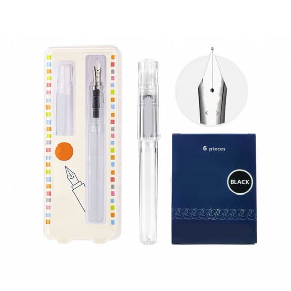 CCOCC Kakuno Fountain Pen,Clear Barrel,Medium Nib,0.5Mm Kakuno Fountain Pen Extra Fine Fountain Pens