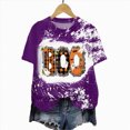 thumbnail image 4 of TOWED22 Ghost Spooky Halloween Shirts for Women Funny Bow Pumpkin Graphic Tees Fall Short Sleeve Tops Costumes(Purple,M), 4 of 7