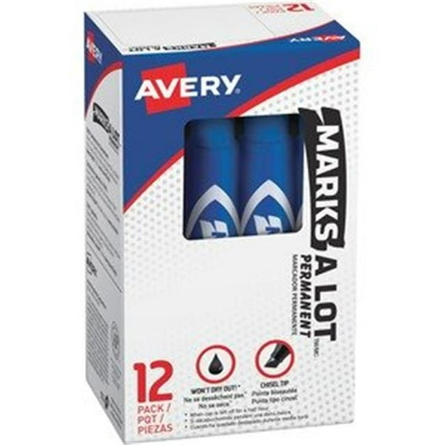 Avery AVE07886 Marks-A-Lot Desk-Style Permanent Chisel Marker, Blue - Regular