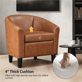 thumbnail image 6 of Renwick PU Leather Accent Barrel Chair with Curved Armrest, Brown, 6 of 9