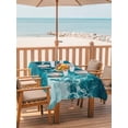 thumbnail image 2 of 54x80 Inch Outdoor Tablecloth with Umbrella Hole Zipper Rectangle Teal Green Ocean Shark Rectangular Tablecloths Outside Waterproof Coastal Wave Summer Beach Patio Table Cloth Cover for Picnic Party, 2 of 8