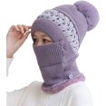 thumbnail image 1 of Gorro de punto con forro polar para mujer, gorro de invierno a prueba de viento, bufanda cálida, gorro de una pieza con orejeras, gorro de punto JFHHH pequeña, 1 of 5