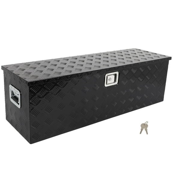 Truck Bed Tool Box 49inch Underbody Flatbox Truck Bed RV Trailer Pickup Toolbox Heavy Duty Underbed Tools Chest Box with Side Handle, Lock and Keys Black