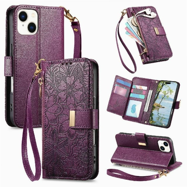 Flip Case for FOXDOCK iPhone 14 Full Protection Gift Choice Wallet Function Floral Embossed Kickstand Viewing